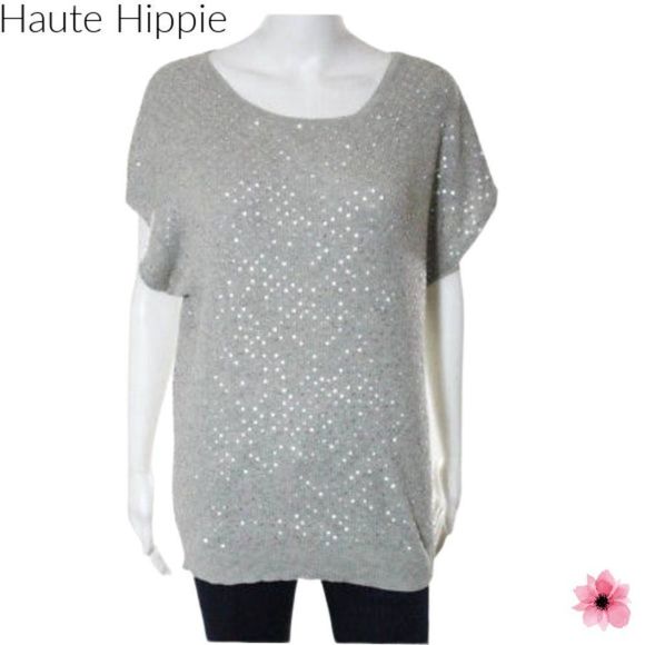 HAUTE HIPPIE GRAY SILK PULL OVER - Picture 1 of 3
